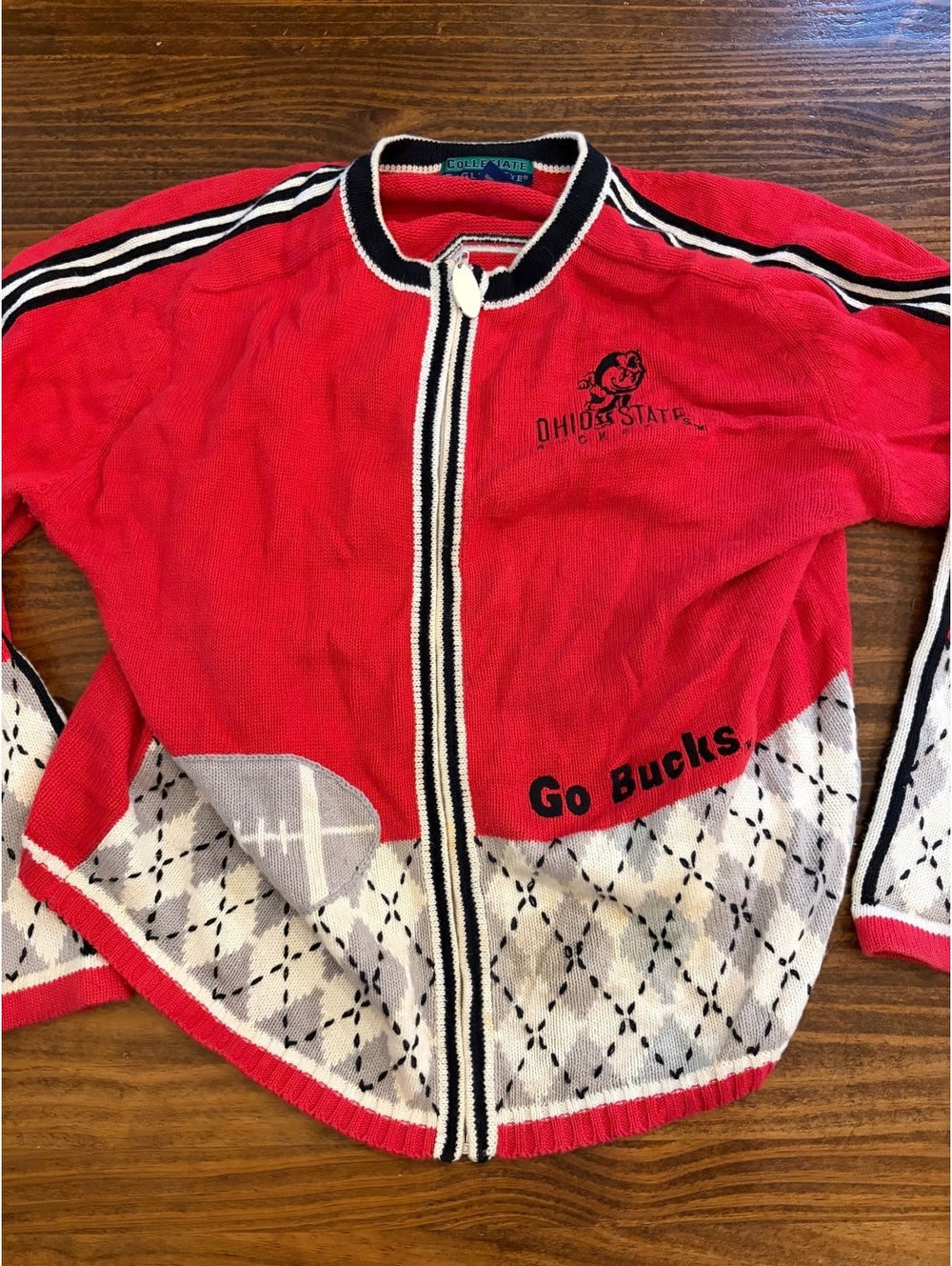 Ohio State Buckeyes Red Knit Zip-Up Sweater Size M